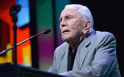 Actor Kirk Douglas attending the Anti-Defamation League's Centennial Entertainment Industry Award Dinner at The Beverly Hilton Hotel on May 8, 2013, in Beverly Hills, California. (Alberto E. Rodriguez/Getty Images/via JTA)