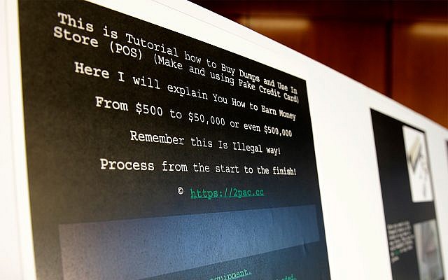Illustrative: A screenshot of a tutorial posted online by Russian hacker Roman Seleznev on how to steal credit card data is displayed for reporters Friday, April 21, 2017, in Seattle, following the federal court sentencing of Seleznev to 27 years in prison after he was convicted of hacking into U.S. businesses to steal credit card data. (AP Photo/Ted S. Warren) Illustrative: A screenshot of a tutorial posted online by Russian hacker Roman Seleznev on how to steal credit card data is displayed for reporters Friday, April 21, 2017, in Seattle, following the federal court sentencing of Seleznev to 27 years in prison after he was convicted of hacking into U.S. businesses to steal credit card data. (AP Photo/Ted S. Warren)