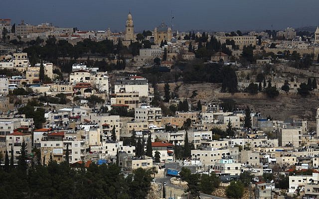 The neighborhood of Abu Tor, just south of Jerusalem's Old City, contains a hilltop that Christianity believes to be the Hill of Evil Counsel and one of the last remaining unspoiled ridges surrounding Jerusalem’s Old City. December 16 2009. (Nati Shohat/Flash90) The neighborhood of Abu Tor, just south of Jerusalem's Old City, contains a hilltop that Christianity believes to be the Hill of Evil Counsel and one of the last remaining unspoiled ridges surrounding Jerusalem’s Old City. December 16 2009. (Nati Shohat/Flash90)