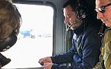 Italian Deputy Prime Minister Matteo Salvini rides in an Israeli military helicopter after landing in the country, December 11, 2018 (Twitter)