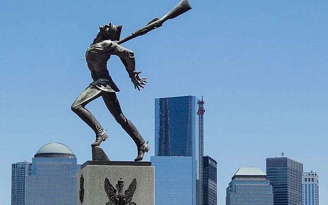 Memorial in Jersey City, New Jersey, commemorating the Katyn massacre of 1940. (Eleanor Lang/Wikimedia Commons via JTA) Memorial in Jersey City, New Jersey, commemorating the Katyn massacre of 1940. (Eleanor Lang/Wikimedia Commons via JTA)