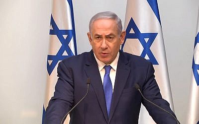 Prime Minister Benjamin Netanyahu addresses the foreign press on December 19, 2018 (screen capture: YouTube)