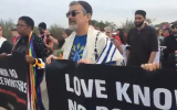 Protesters march in support of migrants from Central America in San Diego, California (video screenshot)