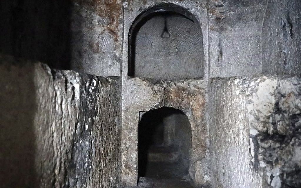 One of the several burial chambers of the Tomb of the Kings is pictured on December 28, 2018 in East Jerusalem. (Thomas Coex/AFP)