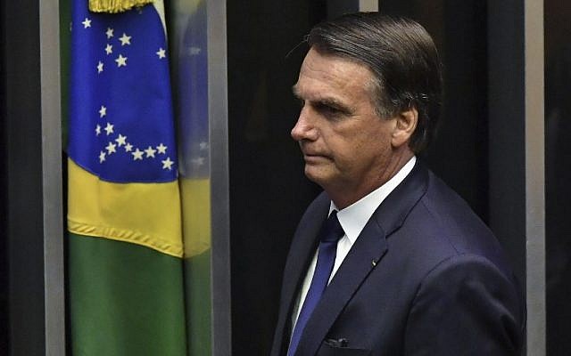 Brazil's newly sworn-in President Jair Bolsonaro is pictured during his inauguration ceremony, at the Congress in Brasilia on January 1, 2019. (NELSON ALMEIDA / AFP) Brazil's newly sworn-in President Jair Bolsonaro is pictured during his inauguration ceremony, at the Congress in Brasilia on January 1, 2019. (NELSON ALMEIDA / AFP)