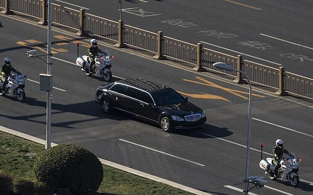 A vehicle in the motorcade of North Korean leader Kim Jong Un is seen in Beijing on January 8, 2019. (Nicolas ASFOURI/AFP) A vehicle in the motorcade of North Korean leader Kim Jong Un is seen in Beijing on January 8, 2019. (Nicolas ASFOURI/AFP)