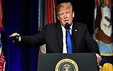US President Donald Trump speaks during the Missile Defense Review announcement at the Pentagon in Washington, DC, on January 17, 2019 (MANDEL NGAN / AFP)