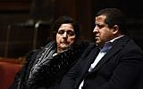 Annie Adam (L), mother of victim Alexandre Strens, is pictured during a session in the trial regarding the terrorist attack at the Jewish Museum, at the courthouse in Brussels on January 18, 2019 (Dirk WAEM / various sources / AFP)