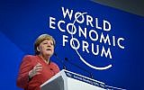 German chancellor Angela Merkel delivers a speech during the World Economic Forum (WEF) annual meeting, on January 23, 2019 in Davos, eastern Switzerland. (Fabrice COFFRINI / AFP)