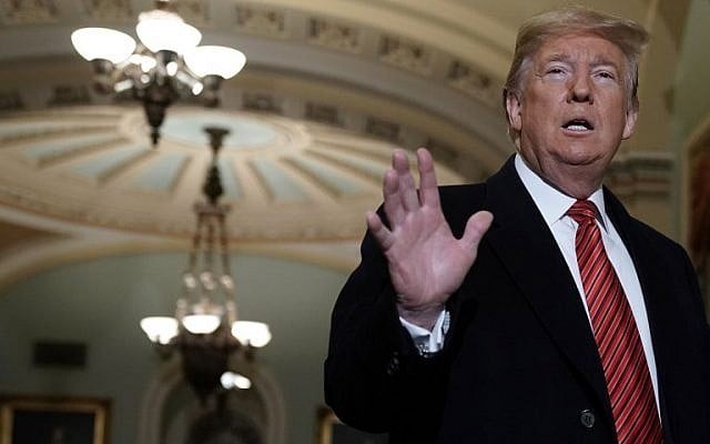 US President Donald Trump arrives at the US Capitol to attend the weekly Republican Senate policy luncheon January 9, 2019, in Washington, DC. (Alex Wong/Getty Images/AFP) US President Donald Trump arrives at the US Capitol to attend the weekly Republican Senate policy luncheon January 9, 2019, in Washington, DC. (Alex Wong/Getty Images/AFP)
