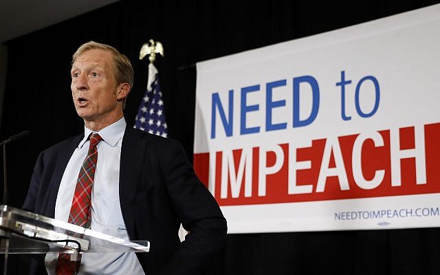 Billionaire investor and Democratic activist Tom Steyer speaks during a news conference where he announced his decision not to seek the 2020 Democratic presidential nomination, Wednesday, Jan. 9, 2019, at the Statehouse in Des Moines, Iowa. (AP Photo/Charlie Neibergall) Billionaire investor and Democratic activist Tom Steyer speaks during a news conference where he announced his decision not to seek the 2020 Democratic presidential nomination, Wednesday, Jan. 9, 2019, at the Statehouse in Des Moines, Iowa. (AP Photo/Charlie Neibergall)