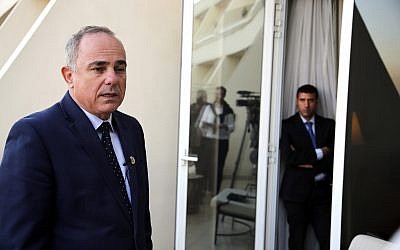 Energy Minister Yuval Steinitz, speaks during an interview with The Associated Press, in Cairo, Egypt on 40+, 2019. (AP Photo/Amr Nabil)