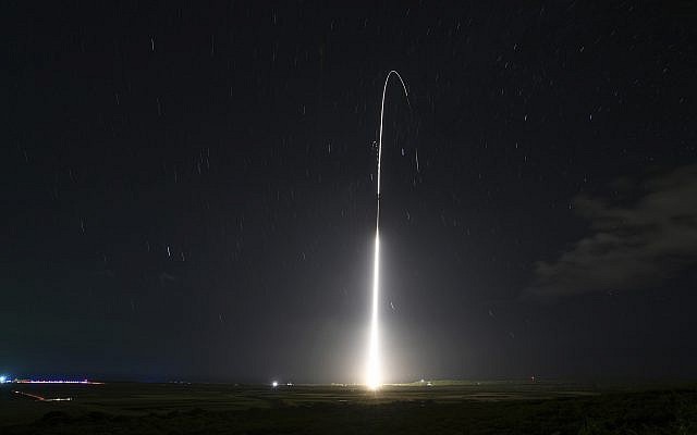 his Dec. 10, 2018, file photo, provided by the U.S. Missile Defense Agency (MDA), shows the launch of the U.S. military's land-based Aegis missile defense testing system, that later intercepted an intermediate range ballistic missile, from the Pacific Missile Range Facility on the island of Kauai in Hawaii. (Mark Wright/Missile Defense Agency via AP)
