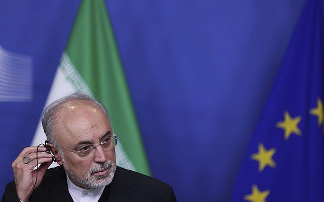 Iranian Atomic Energy Organization head Ali Akbar Salehi at a news conference at the European Commission headquarters in Brussels, November 26, 2018. (Francisco Seco/AP) Iranian Atomic Energy Organization head Ali Akbar Salehi at a news conference at the European Commission headquarters in Brussels, November 26, 2018. (Francisco Seco/AP)