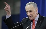 United States Senator Chuck Schumer speaks during an inauguration ceremony for the new Attorney General of New York, Letitia James, in New York, Sunday, Jan. 6, 2019 (AP Photo/Seth Wenig)