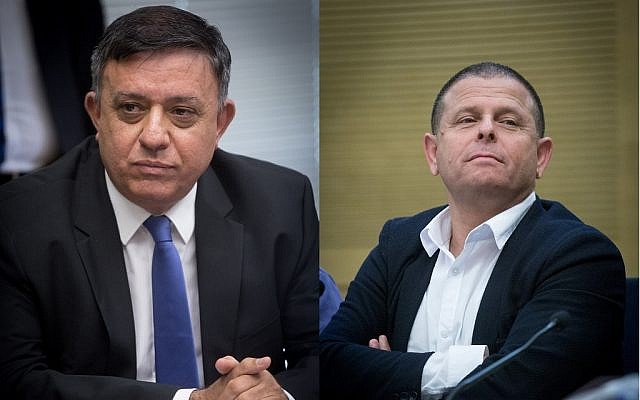 Composite image of Labor Party chairman Avi Gabbay, left, and Labor Party Knesset Member Eitan Cabel. (Miriam Alster/Flash90)