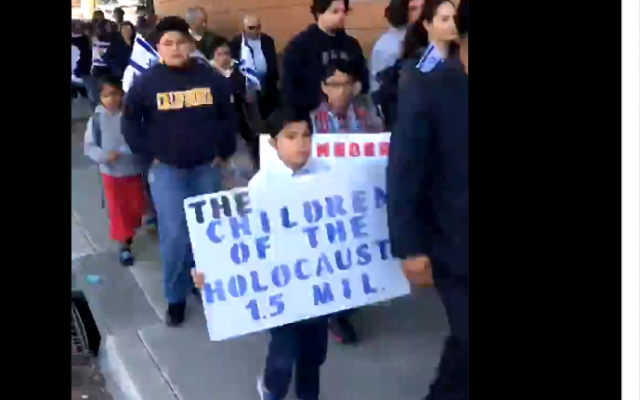 Members of Church of Jesus Christ Temple Philadelphia in Salinas California march on January 27, 2019 to mark International Holocaust Memorial Day (Screencapture/Twitter) Members of Church of Jesus Christ Temple Philadelphia in Salinas California march on January 27, 2019 to mark International Holocaust Memorial Day (Screencapture/Twitter)