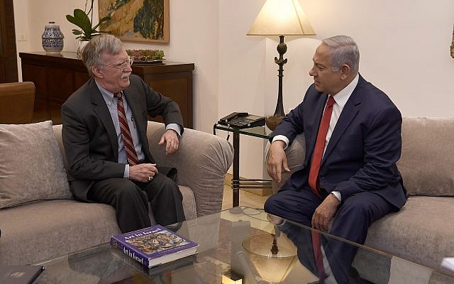 Prime Minister Benjamin Netanyahu (R) and US National Security Adviser John Bolton meeting at the Prime Minister's Residence in Jerusalem on January 6, 2019. (Matty Stern/ US Embassy Jerusalem) Prime Minister Benjamin Netanyahu (R) and US National Security Adviser John Bolton meeting at the Prime Minister's Residence in Jerusalem on January 6, 2019. (Matty Stern/ US Embassy Jerusalem)