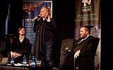 Comedian Roseanne Barr speaks in Tel Aviv on January 28, 2019, at an event organized by the Tel Aviv International Salon in partnership with The Times of Israel. (Times of Israel staff)