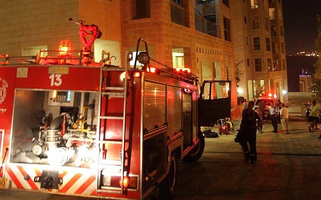 Illustrative: A fire truck in Jerusalem on September 18, 2010. (Yossi Zamir/Flash 90) Illustrative: A fire truck in Jerusalem on September 18, 2010. (Yossi Zamir/Flash 90)