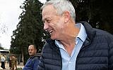 Former IDF chief of staff Benny Gantz, at the funeral of Israel Prize winner Zvika Levi in Kibbutz Yifat, northern Israel, December 31, 2018. (Anat Hermony/Flash90)