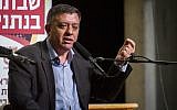 Labour party chairman, Avi Gabbay, speaks at a cultural event in Netanya on January 12, 2019. (Flash90)