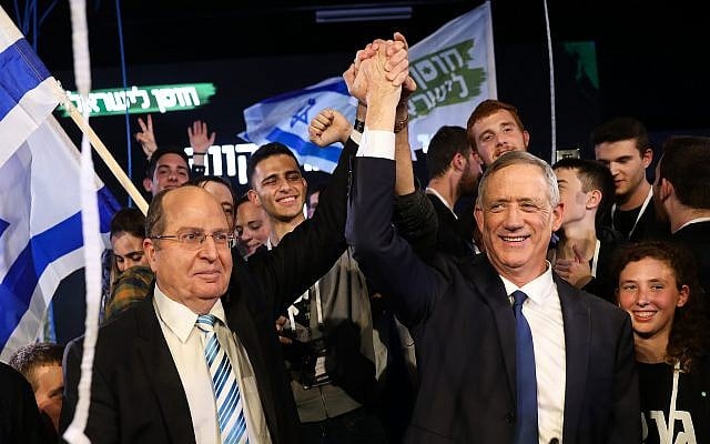 Benny Gantz (R) and Moshe Ya'alon (L) at a campaign event for the Israel Resilience party in Tel Aviv on January 29, 2019. (Hadas Parush/Flash90) Benny Gantz (R) and Moshe Ya'alon (L) at a campaign event for the Israel Resilience party in Tel Aviv on January 29, 2019. (Hadas Parush/Flash90)