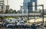 Ethiopian Israelis protest police violence against in Tel Aviv on January 30, 2019. (Tomer Neuberg/Flash90)