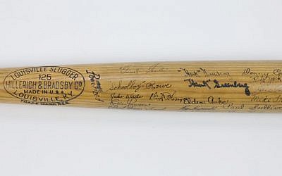 A Hank Greenberg bat from 1937 is up for auction. (Leland's via JTA)