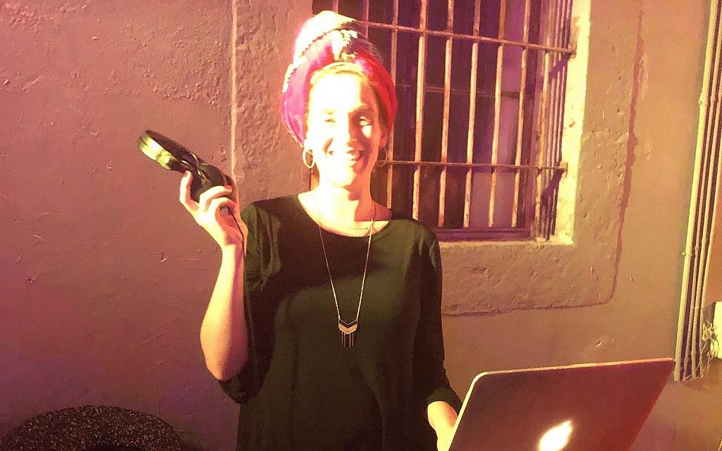 DJ Miri Petel at her most recent women-only dance party (Jessica Steinberg/Times of Israel)