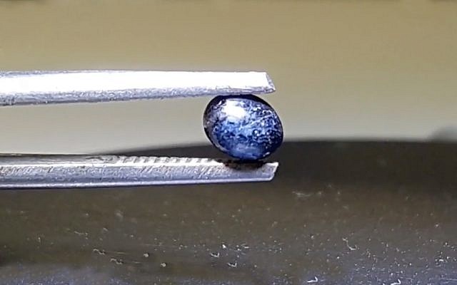 A Carmel Sapphire unearthed by Shefa Yamim in northern Israel. (YouTube screenshot) A Carmel Sapphire unearthed by Shefa Yamim in northern Israel. (YouTube screenshot)