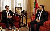 US Undersecretary of State for Political Affairs David Hale, left, speaks during his meeting with Lebanese Prime Minister-designate Saad Hariri in Beirut, Lebanon, January 14, 2019. Hale said that the US will step up efforts to counter Iran's "dangerous activities" around the region including the financing and activities of proxy organizations such as Lebanon's Hezbollah. (AP Photo/Bilal Hussein)