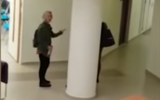 Hebrew University lecturer Dr. Carola Hilfrich (L) speaking with a student wearing an IDF uniform at the Hebrew University of Jerusalem on January 1, 2019. (Screenshot: YouTube)