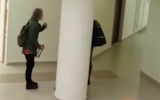Dr. Carola Hilfrich's argument with a student in army uniform at the Hebrew University in Jerusalem (video screenshot)
