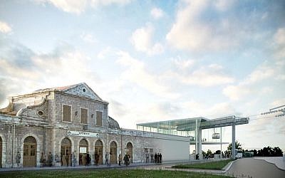 Artist's impression of the cable car station to be located next to the First Station complex in Jerusalem.