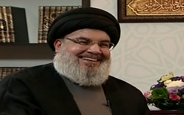 Hezbollah leader Hassan Nasrallah during an interview with al-Mayadeen, January 26, 2019 (screen capture) Hezbollah leader Hassan Nasrallah during an interview with al-Mayadeen, January 26, 2019 (screen capture)