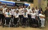 The Israeli national Paralympic team on its return from the 2018 European championships. (Israel Paralympic Association photo, Facebook)