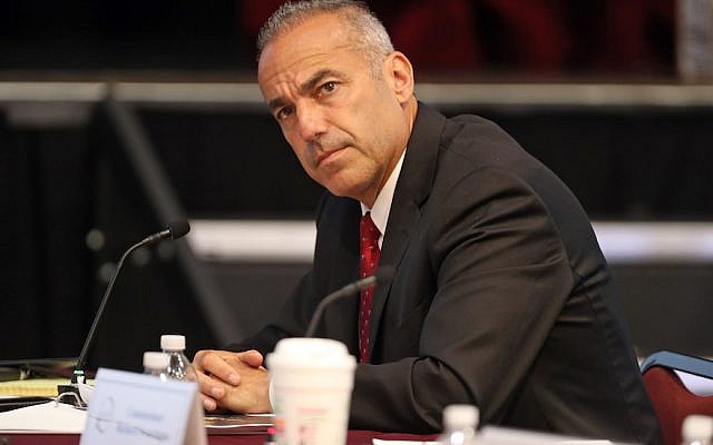 Andrew Pollack, whose daughter Meadow was killed in the shooting, at a meeting of the Marjory Stoneman Douglas High School Public Safety Commission. (Amy Beth Bennett/Sun Sentinel/TNS)