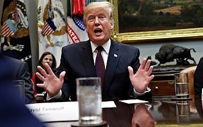 US President Donald Trump speaks during a healthcare roundtable in the Roosevelt Room of the White House, January 23, 2019, in Washington. (AP Photo/Jacquelyn Martin)