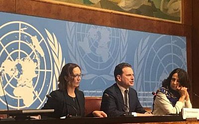 UNRWA Commissioner-General Pierre Krähenbühl (center) calls for a total of US$ 1.2 billion to fund the Agency ’s services for Palestinian refugees across the Middle East during press conference at the United Nations in Geneva on 29 January 2019. (Maria Mohammedi/ UNRWA)