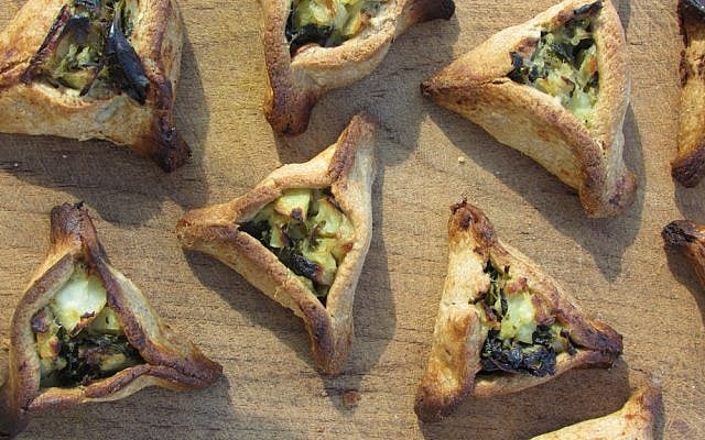 A savory hamentaschen made from foraged greens (Courtesy Ilana Stein) A savory hamentaschen made from foraged greens (Courtesy Ilana Stein)