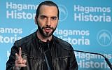 El Salvador presidential candidate Nayib Bukele of the Great National Alliance (GANA) speaks to the media after declaring victory in the presidential election in San Salvador on February 3, 2019. (Marvin Recinos/AFP)