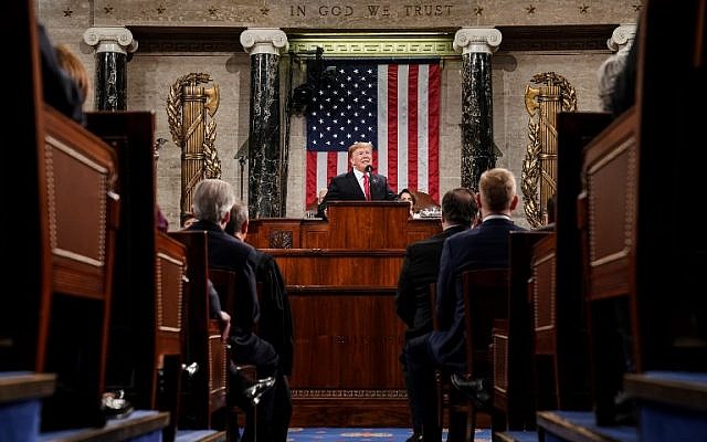 US President Donald Trump delivers the State of the Union address at the US Capitol in Washington, DC, on February 5, 2019. (Doug Mills/POOL/AFP) US President Donald Trump delivers the State of the Union address at the US Capitol in Washington, DC, on February 5, 2019. (Doug Mills/POOL/AFP)