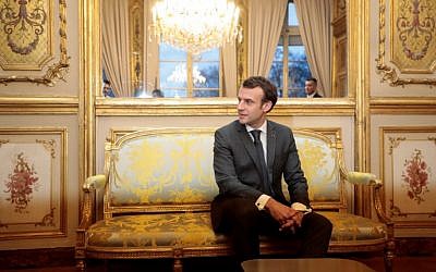 French President Emmanuel Macron at the Elysee palace on February 8, 2019 in Paris. (Ludovic Marin/Pool/AFP)