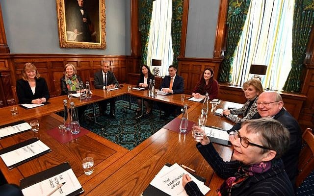 The Independent Group of MPs hold their first meeting, in London on February 25, 2019. (John Stillwell / POOL / AFP) The Independent Group of MPs hold their first meeting, in London on February 25, 2019. (John Stillwell / POOL / AFP)