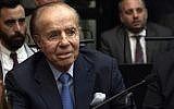 Former Argentine president and current senator Carlos Menem before hearing his sentence during his trial over accusations of attempting to block the 1994 AMIA bombing investigation, in Buenos Aires, on February 28, 2019. (Juan Mabromata/AFP)