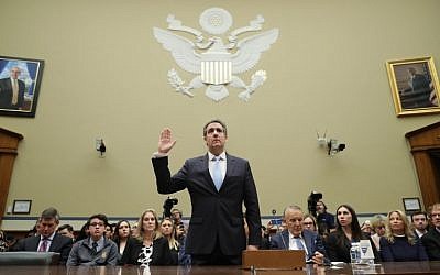 Michael Cohen, former attorney and fixer for US President Donald Trump, is sworn in before testifying before the House Oversight Committee on Capitol Hill February 27, 2019 in Washington, DC. (Chip Somodevilla/Getty Images/AFP)
