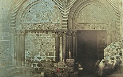 'Portal, Church of the Holy Sepulchre, Jerusalem, 1844,' A daguerrotype by Joseph-Philibert Girault de Prangey. (Bibliotheque nationale de France/Metropolitan Museum of Art via JTA)