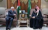 Palestinian Authority President Mahmoud Abbas and Saudi Crown Prince Mohammed bin Salman meeting in Riyadh on February 12, 2019. (Credit: Wafa)