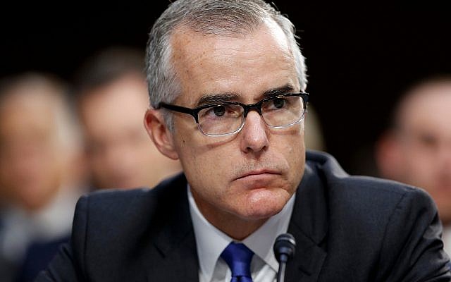 In this June 7, 2017, file photo, then-FBI acting director Andrew McCabe listens during a Senate Intelligence Committee hearing about the Foreign Intelligence Surveillance Act, on Capitol Hill in Washington. (AP Photo/Alex Brandon) In this June 7, 2017, file photo, then-FBI acting director Andrew McCabe listens during a Senate Intelligence Committee hearing about the Foreign Intelligence Surveillance Act, on Capitol Hill in Washington. (AP Photo/Alex Brandon)